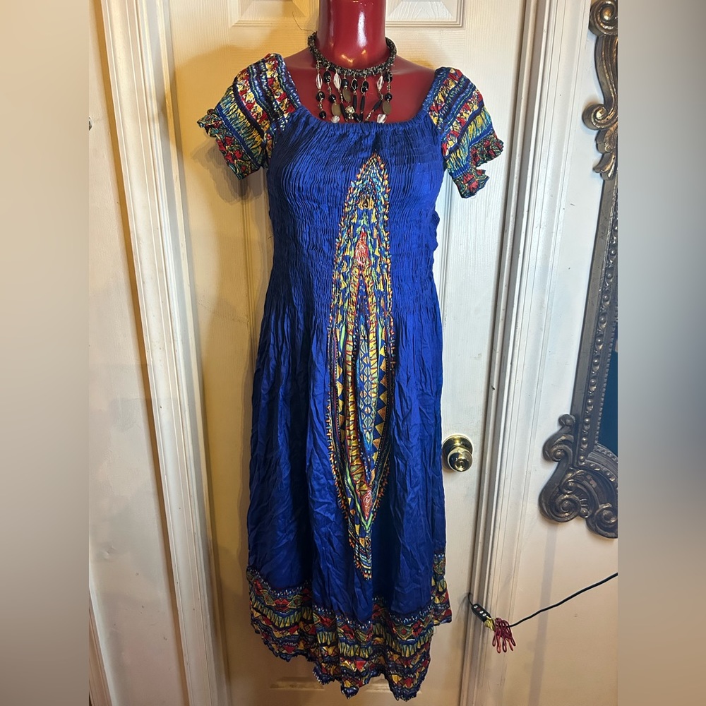 UNITY MISSY CASUALS SHORT SLEEVES ONE SIZE FITS MOST STRETCH DRESS-BOHO- PEASANT